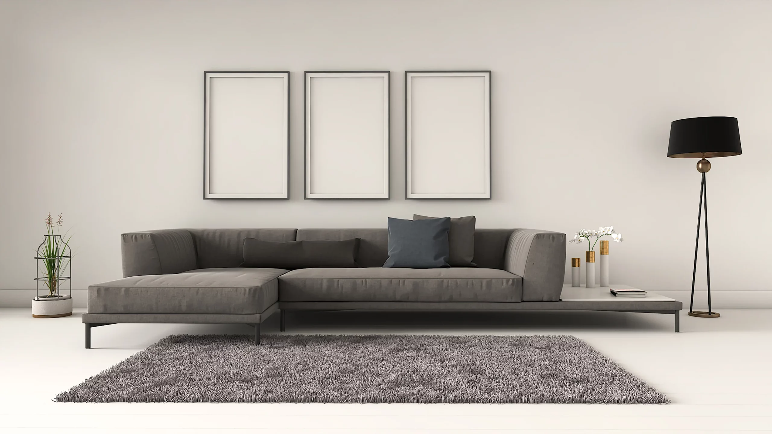 Grey Velvet Sofa 1