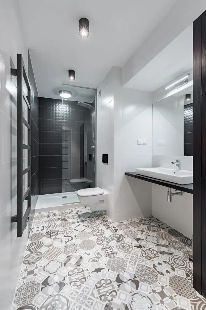 White Square Tile Bathroom 1