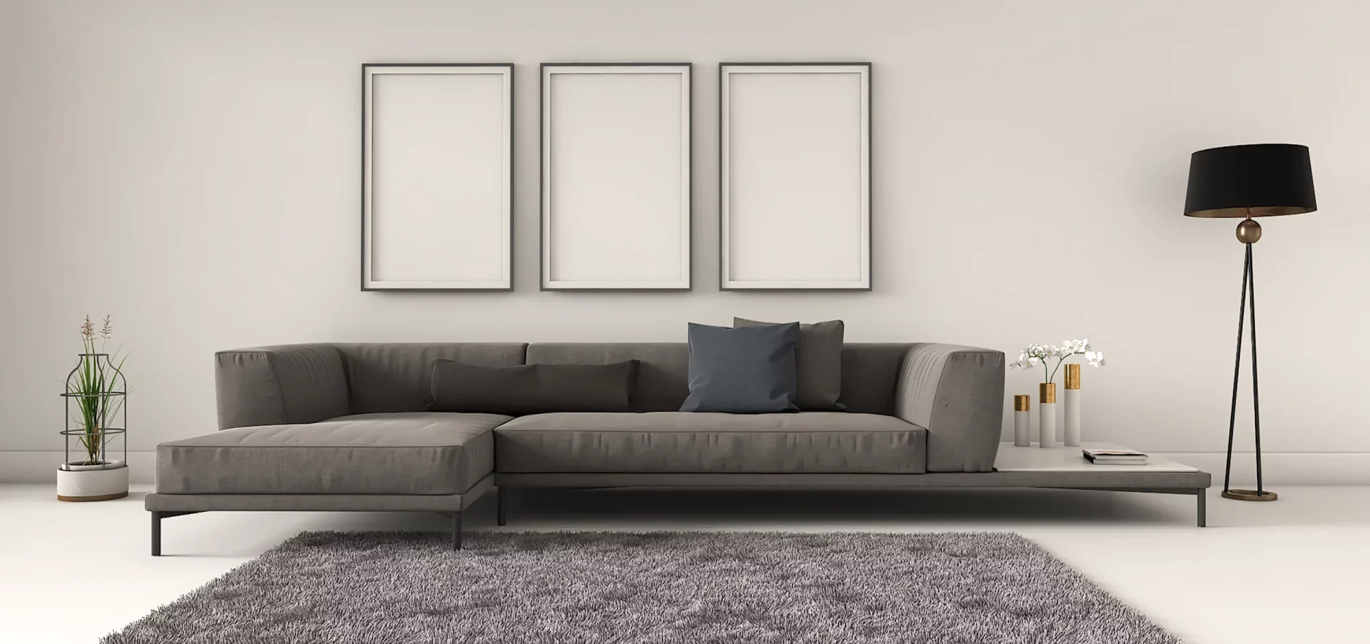Grey Velvet Sofa 1